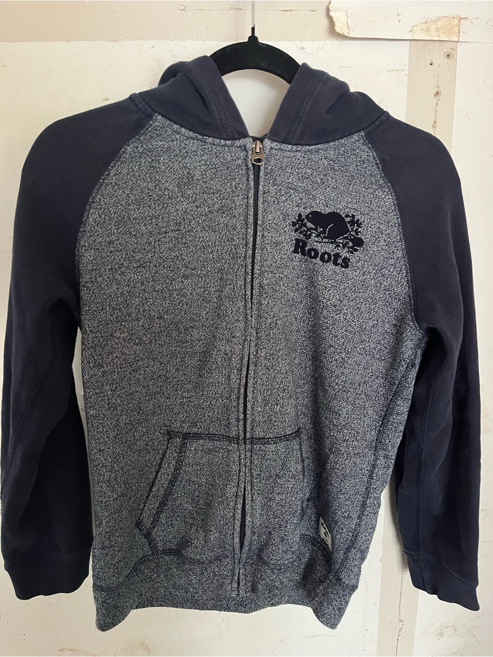 Roots Kids Grey Heather & Navy Full-Zip Hoodie